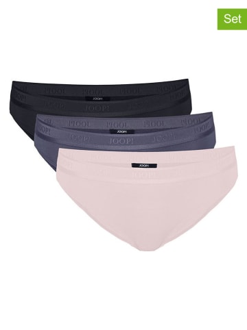 3er-Set: Slips in Rosa/ Grau/ Schwarz