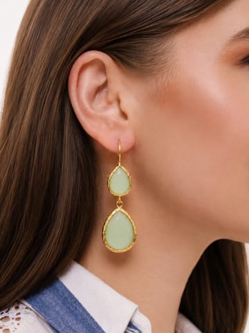 Pierres de Jade Vergulde oorhangers met edelstenen