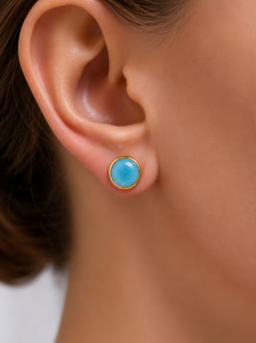 Pierres de Jade Vergold. Ohrstecker mit Edelsteinen
