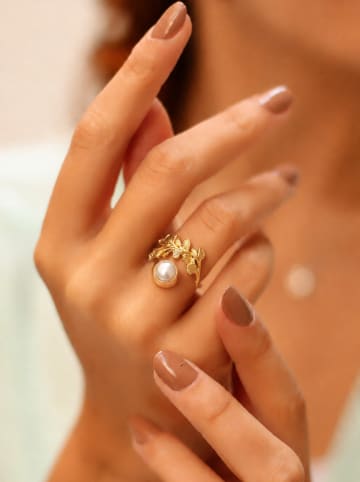 Pierres de Jade Vergold. Ring mit Perle
