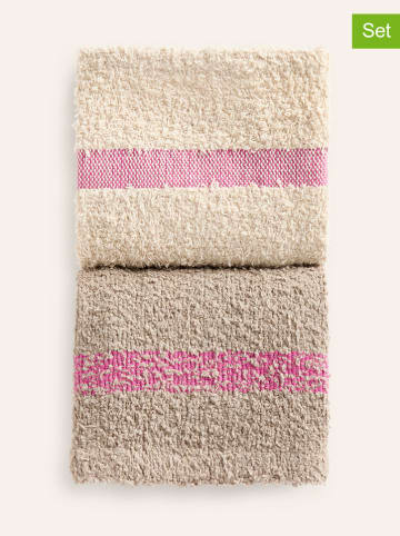 2er-Set: Geschirrtücher in Creme/ Pink