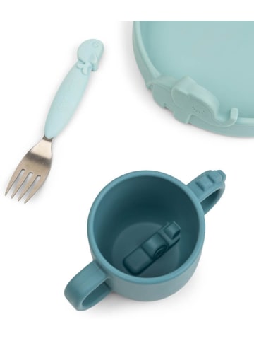 3-delige eetleerset "Deer friends" lichtblauw/blauw
