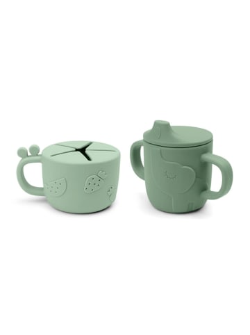 2-delige set: snackbox en drinkbeker groen