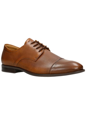 Leder-Schnürschuhe in Hellbraun