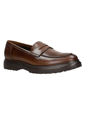 Skórzane mokasyny w kolorze brązowym