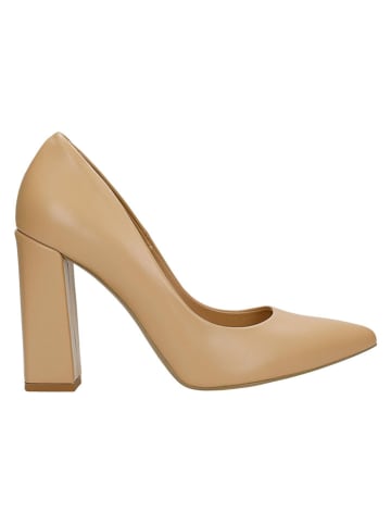 Leder-Pumps in Beige