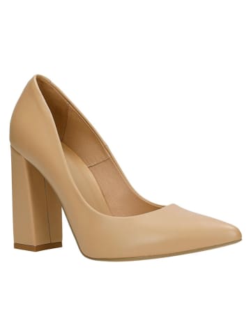Leder-Pumps in Beige
