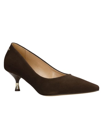 Leder-Pumps in Braun