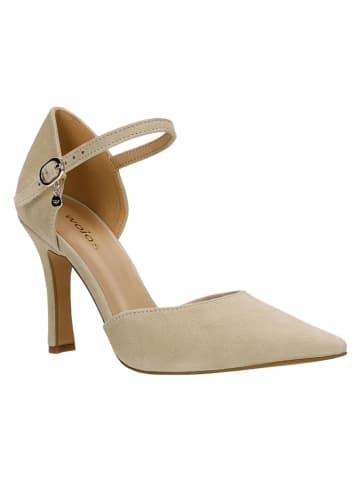 Leder-Pumps in Beige