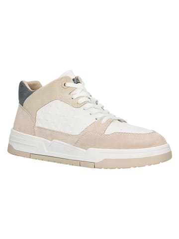 Skórzane sneakersy w kolorze biało-beżowym