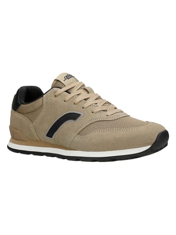 Leder-Sneakers in Schwarz/ Beige