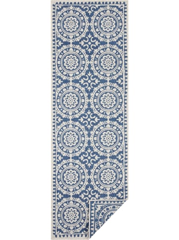 Indoor-/outdoortapijt "Jardin" blauw/crème