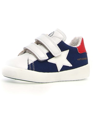 Leder-Sneakers "Annie" in Weiß/ Dunkelblau