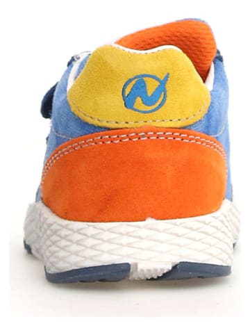 Leren sneakers "Jesko" donkerblauw/oranje/geel