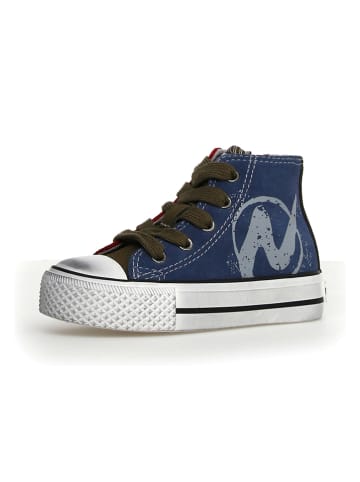 Leren sneakers blauw/rood