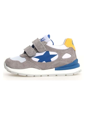Leren sneakers "Daudi" grijs/geel/donkerblauw