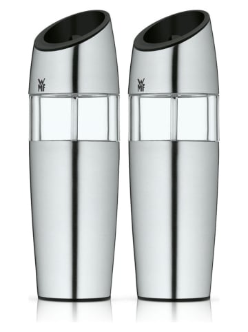 2er-Set: Elektrische Salz- & Pfeffermühlen in Silber - (H)20 cm