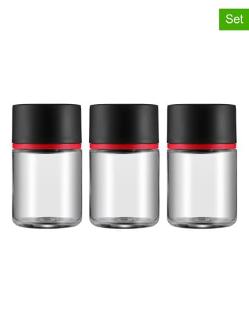Pojemniki (3 szt.) w kolorze czarno-czerwonym na przyprawy - 100 ml