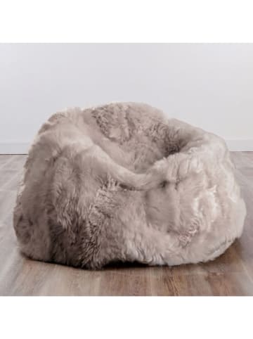 Schaffell-Sitzsack in Grau - (H)100 x Ø 110 cm