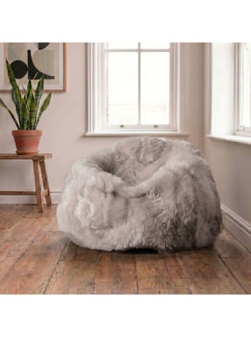 Schaffell-Sitzsack in Grau - (H)100 x Ø 110 cm