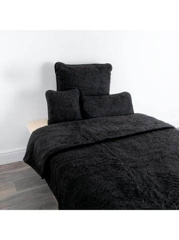 Narzuta w kolorze czarnym z wełny merino - 200 x 135 cm