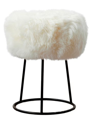 Hocker w kolorze biało-czarnym z wełny owczej - wys. 45 x Ø 36 cm