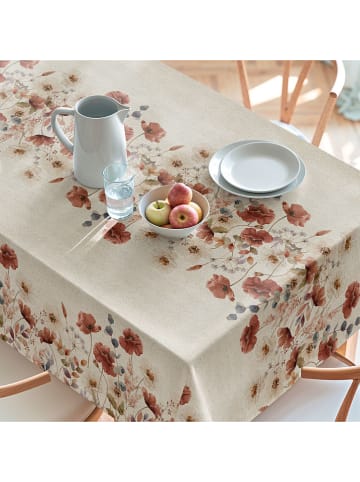 Tischdecke "Floral And Tropical Amapola" in Beige/ Rot