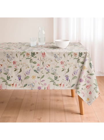 Obrus "Natural Peonia" w kolorze kremowo-zielono-jasnoróżowym