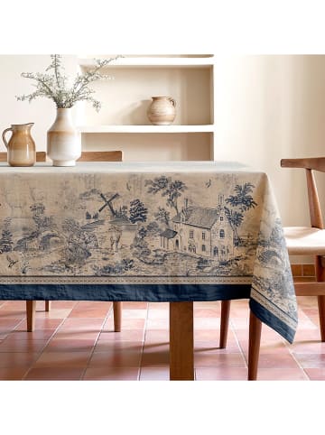Tischdecke "Natural Yute" in Creme/ Blau