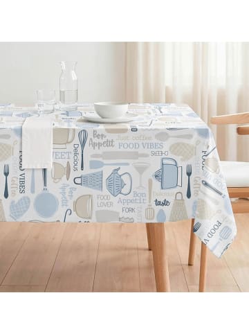 Tischdecke "Cocina" in Weiß/ Grün/ Hellblau