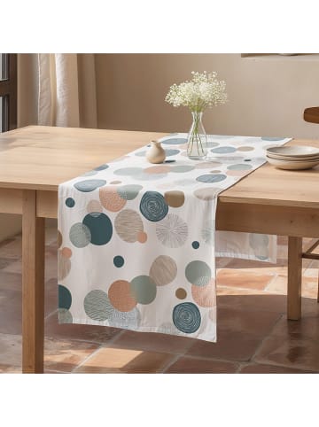 Tafelloper "Oslo" wit/turquoise/oranje