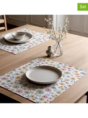 2er-Set: Tischsets "Thelma" in Weiß/ Rosa/ Gelb - (L)50 x (B)40 cm