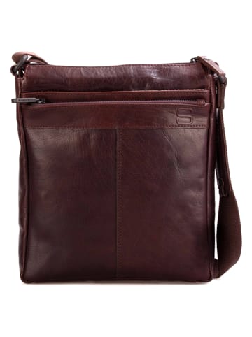 SPIKES & SPARROW Leren schoudertas bordeaux - (B)22 x (H)26,5 x (D)5,5 cm