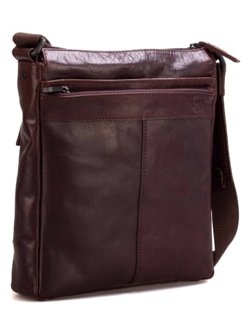 SPIKES & SPARROW Leren schoudertas bordeaux - (B)22 x (H)26,5 x (D)5,5 cm