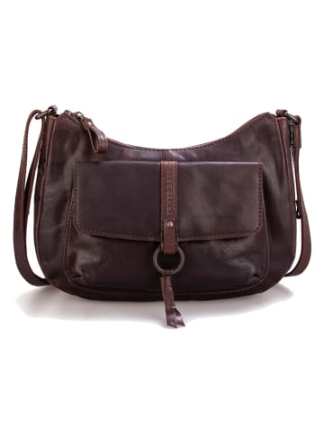 Leren schoudertas "Cheyenne" donkerbruin - (B)27 x (H)20,5 x (D)6 cm