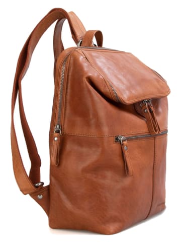 SPIKES & SPARROW Leder-Rucksack in Camel - (B)24 x (H)32 x (T)12,5 cm