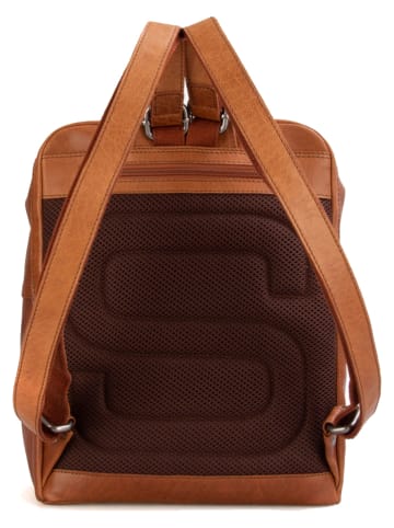 SPIKES & SPARROW Leder-Rucksack in Camel - (B)24 x (H)32 x (T)12,5 cm