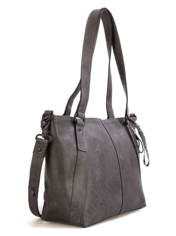 SPIKES & SPARROW Leder-Shopper "Isabel" in Anthrazit - (B)30 x (H)26 x (T)12 cm