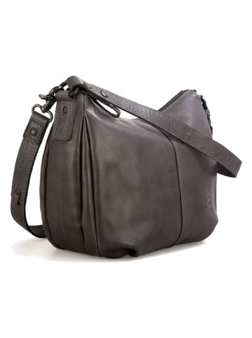 SPIKES & SPARROW Leder-Schultertasche in Anthrazit - (B)29 x (H)24 x (T)10,5 cm