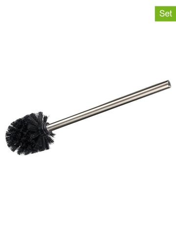 Szczotki WC (2 szt.) w kolorze czarno-srebrnym - dł. 35 cm