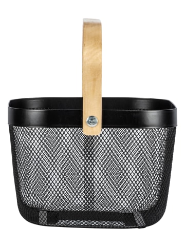 Aufbewahrungskorb "Bambusa" in Schwarz/ Natur - (B)25 x (H)17 x (T)25 cm