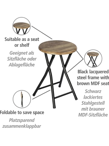 Hocker "Forio" in Natur/ Schwarz - (H)46 x Ø 30 cm