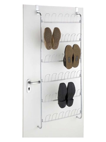 Regał w kolorze srebrnym na buty - 59 x 151 x 14 cm