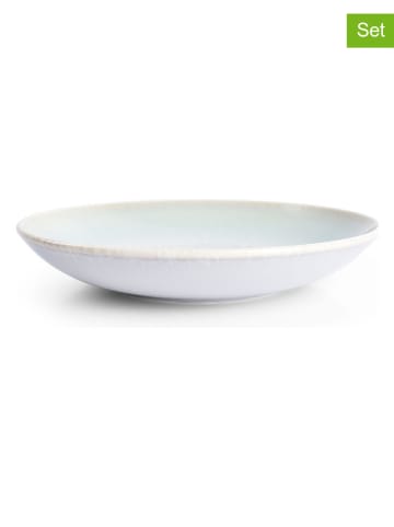 Talerze głębokie (4 szt.) "Maldives" w kolorze biało-miętowym - Ø 21 cm