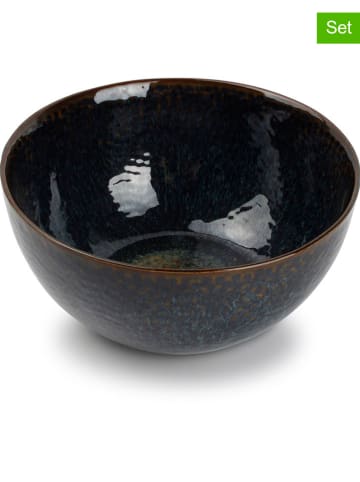 Miski (4 szt.) "Mielo" w kolorze czarno-zielonym - wys. 7 x Ø 15 cm