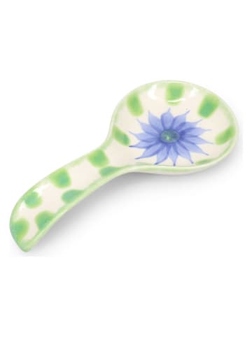 Podstawka "Fleur" w kolorze niebiesko-zielonym pod łyżkę - wys. 22,5 cm