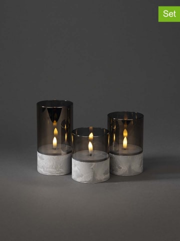 3er-Set: LED-Kerzen in Grau