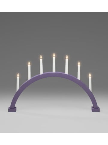 Drewniana lampa dekoracyjna LED w kolorze fioletowym - 59 x 38 cm