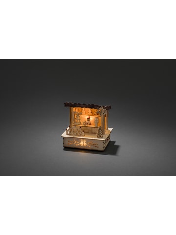 Drewniana dekoracja LED w kolorze jasnobrązowym - 13 x 12,5 x 10,5 cm