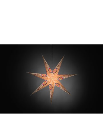 Dekoracyjna lampa w kolorze białym ze wzorem - wys. 78 cm